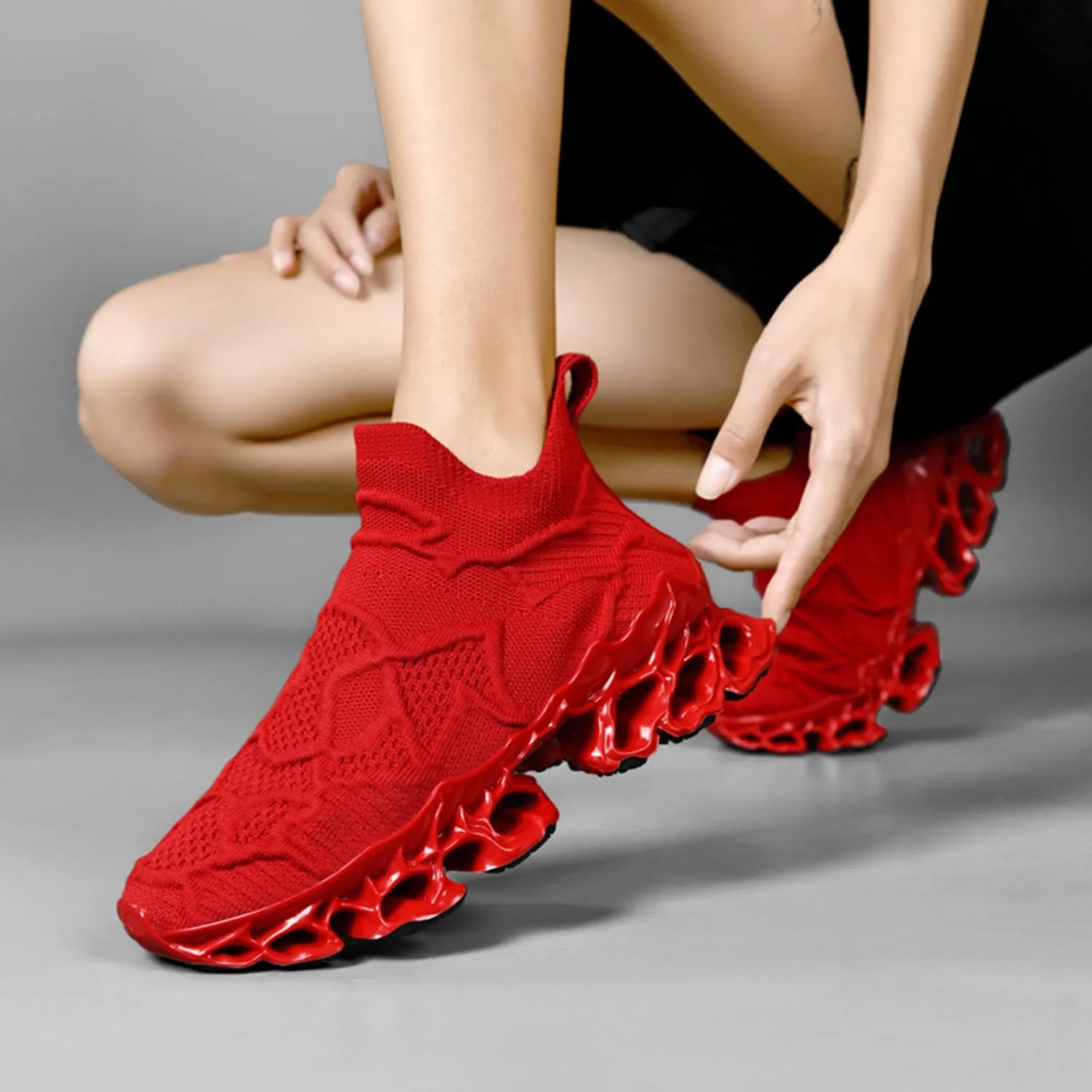 Poramea Mens Womens Slip on Loafers Walking Tennis Shoes Laceless Jogging Blade Sneakers Unisex Mesh Trail Running Casual Athletic