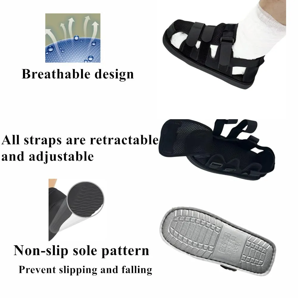 Post Op Shoe, Recovery Plaster Shoe with Waterproof Leg Cast Cover, Operation Foot Support for Injury, Fracture, Plantar Fasciitis and More, Unisex, Adjustable, Lightweight, Easy to Wear (XL)