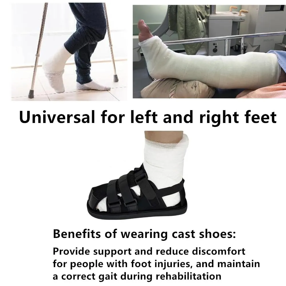 Post Op Shoe, Recovery Plaster Shoe with Waterproof Leg Cast Cover, Operation Foot Support for Injury, Fracture, Plantar Fasciitis and More, Unisex, Adjustable, Lightweight, Easy to Wear (XL)