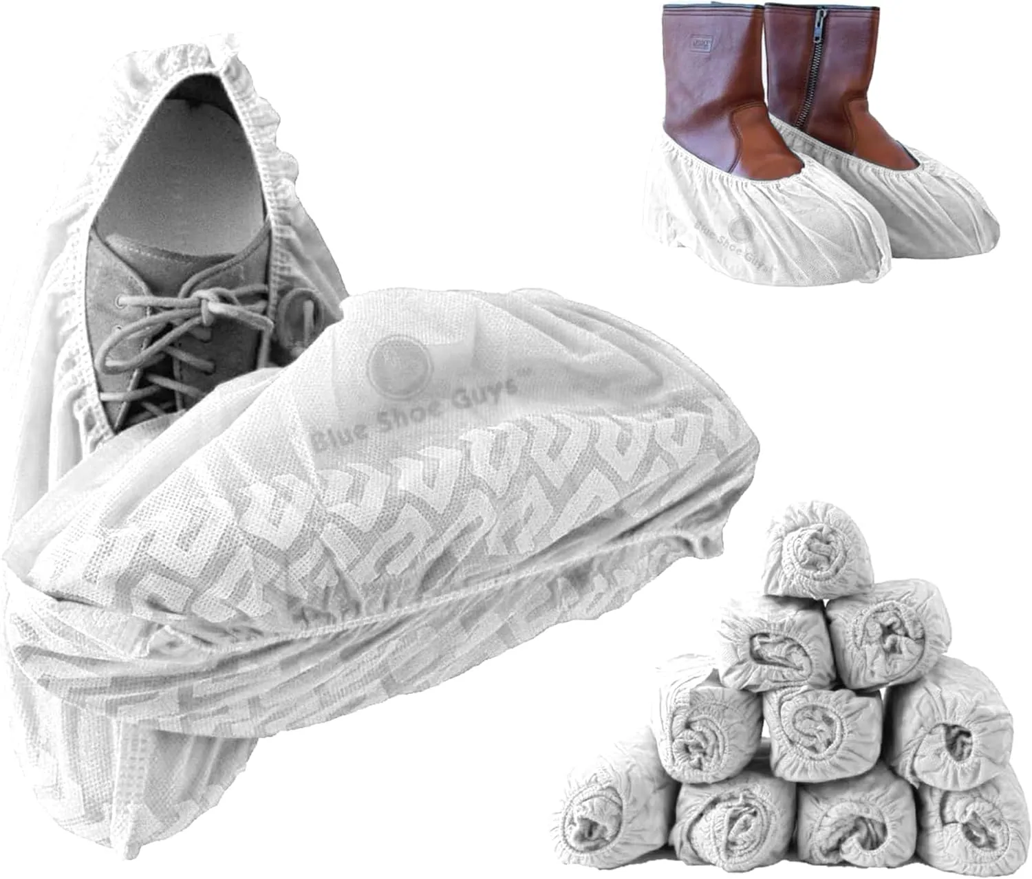 Premium Disposable Boot & Shoe Covers Booties | 100 Pack | Durable, Non-Slip, Non-Toxic, Water Resistant, Recyclable Protectors for Indoor & Outdoor | Large Size Fits Most Shoes (White)