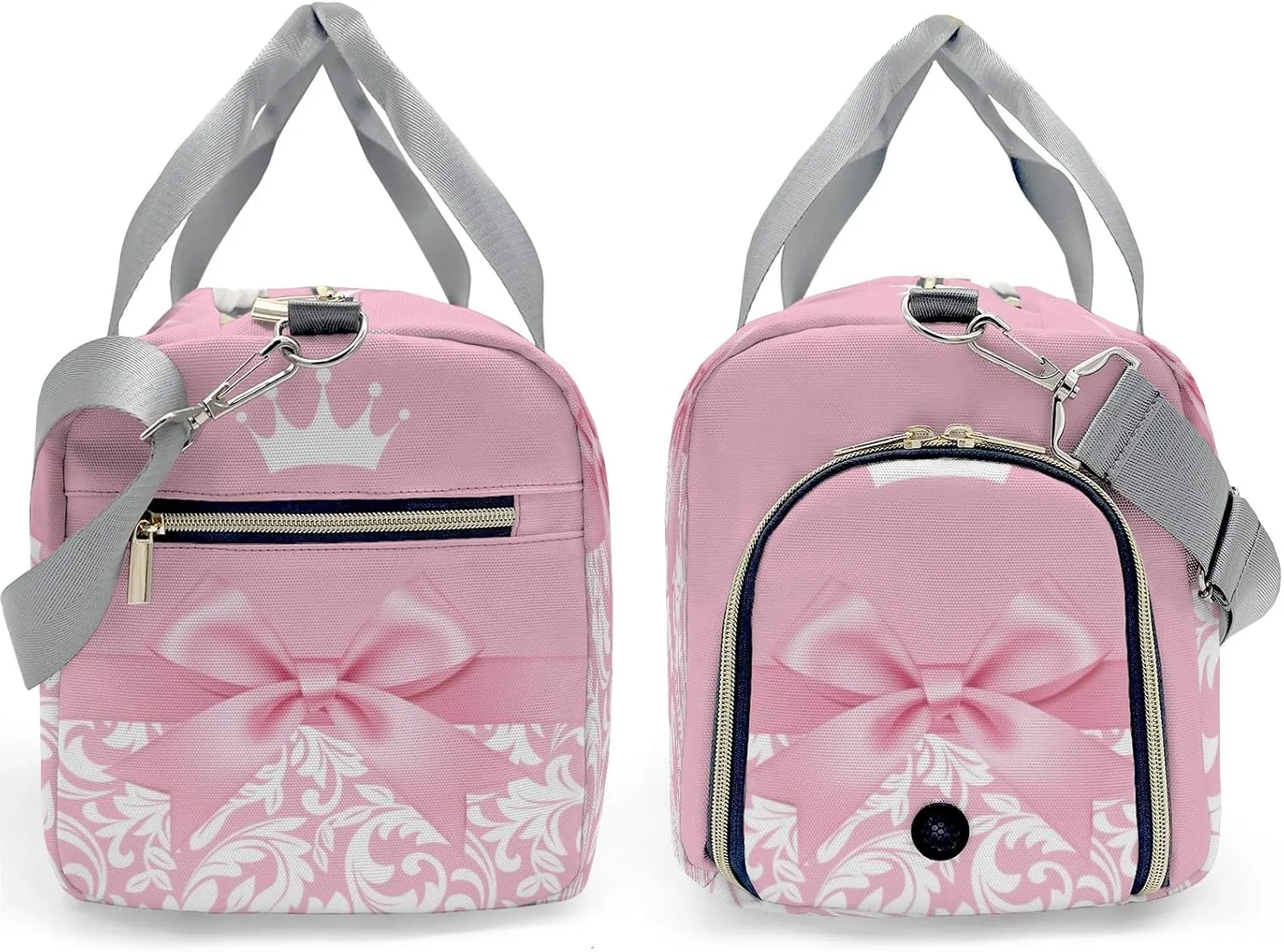 Princess Bow Pink Personalized Duffel Bag,Custom Travel Gym Bag with Name,Waterproof Sports Overnight Bag with Shoe Compartment & Shoulder Strap