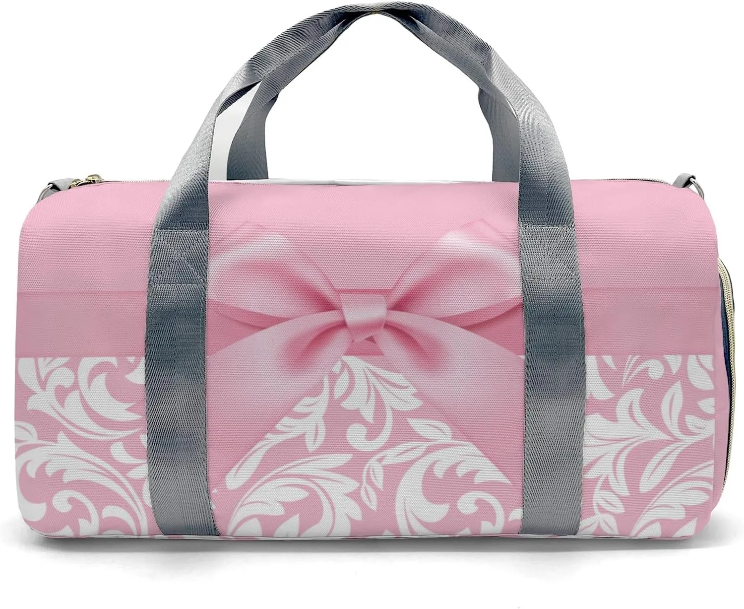 Princess Bow Pink Personalized Duffel Bag,Custom Travel Gym Bag with Name,Waterproof Sports Overnight Bag with Shoe Compartment & Shoulder Strap