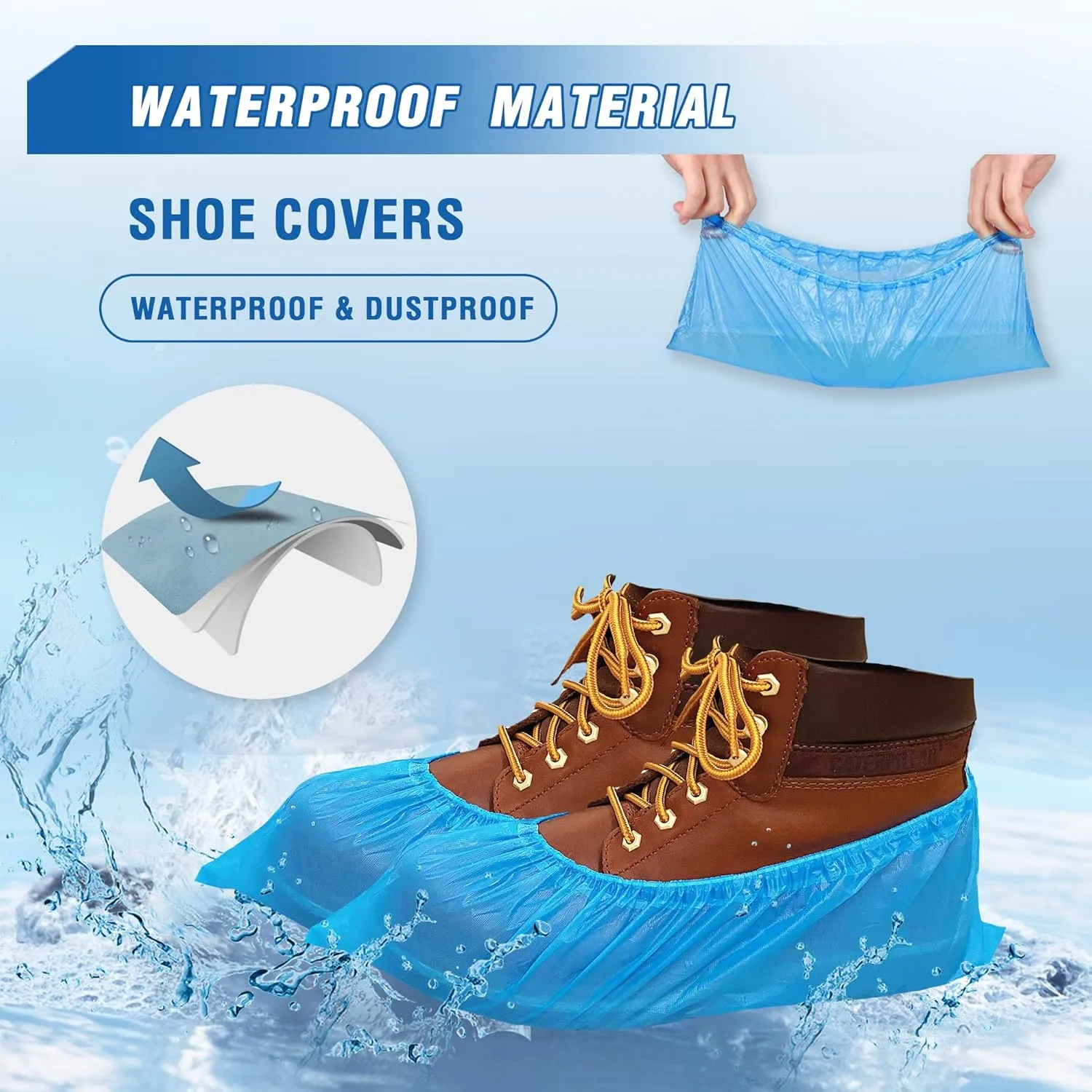 ProtectX Disposable Shoe & Boot Covers, XL Extra Large, 200-pack (100 pairs), Waterproof, Slip Resistant, Durable CPE plastic, Fits up to Men’s 14 US Size and All Women’s US Size Shoes