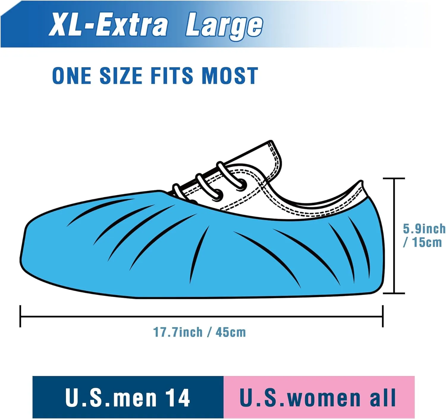 ProtectX Disposable Shoe & Boot Covers, XL Extra Large, 200-pack (100 pairs), Waterproof, Slip Resistant, Durable CPE plastic, Fits up to Men’s 14 US Size and All Women’s US Size Shoes