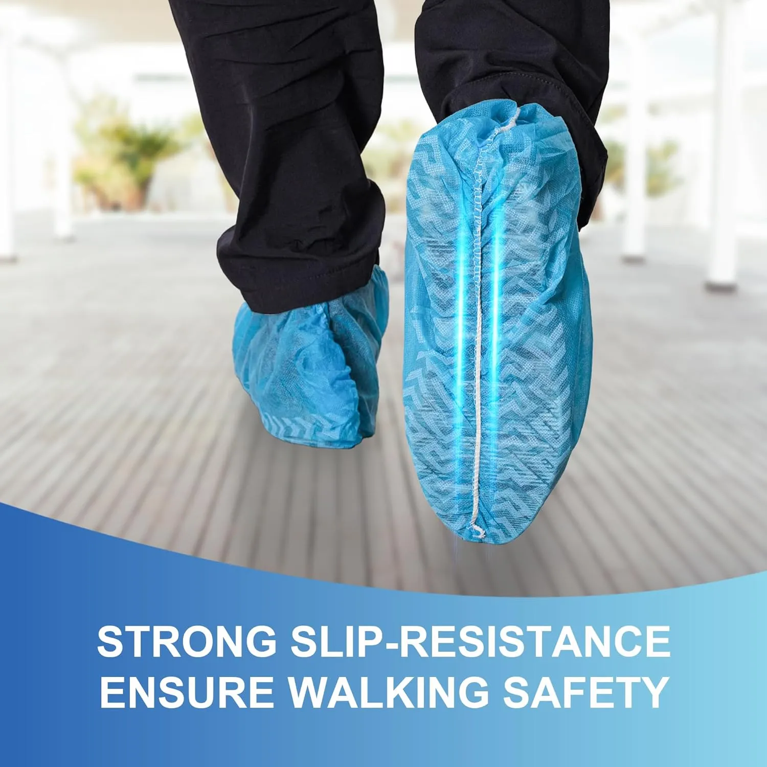ProtectX Premium Disposable Shoe Covers, Extra Large 100-pack (50 pairs), Water & Slip Resistant, Durable Non-Woven Polypropylene Fabric for Booties, Fits Up to 14 US Men and all US Women Size, Blue