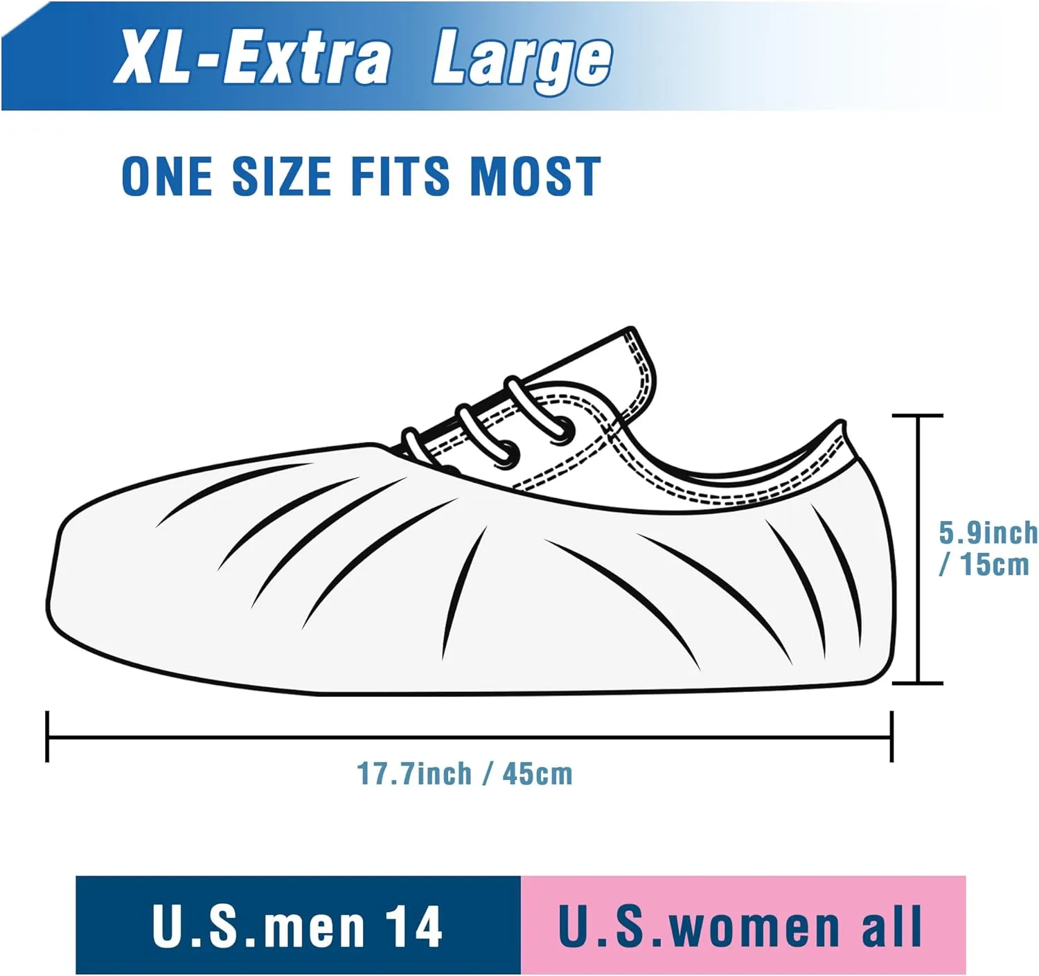 ProtectX White Disposable Shoe & Boot Covers, XL Extra Large, 200-pack (100 pairs), Waterproof, Slip Resistant, Durable CPE Plastic, Fits up to Men's 14 US Size and All Women's US Size Shoes