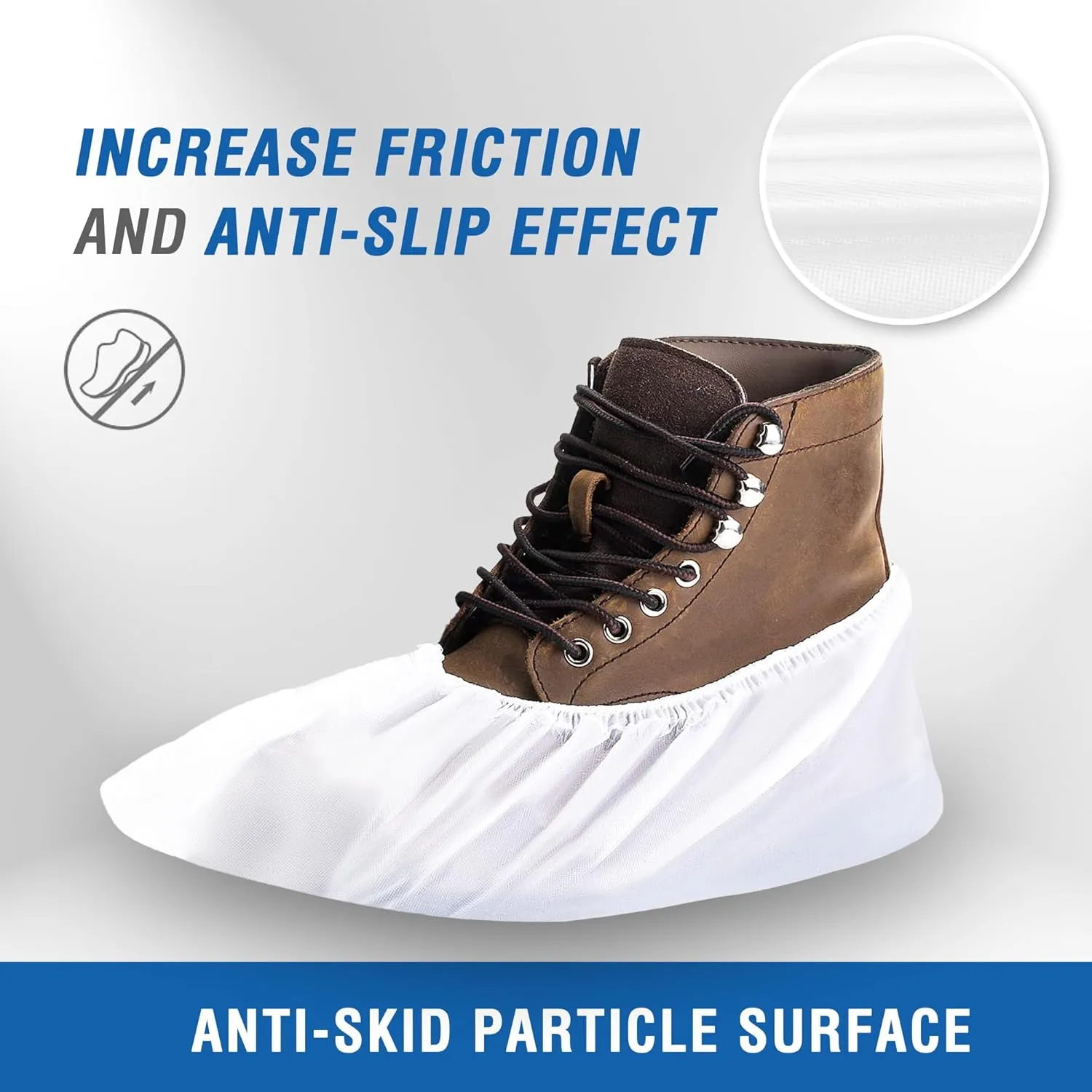 ProtectX White Disposable Shoe & Boot Covers, XL Extra Large, 200-pack (100 pairs), Waterproof, Slip Resistant, Durable CPE Plastic, Fits up to Men's 14 US Size and All Women's US Size Shoes