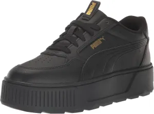 PUMA Women's Karmen Rebelle Lace Up Platform Sneaker Black/Gold 7 Medium US