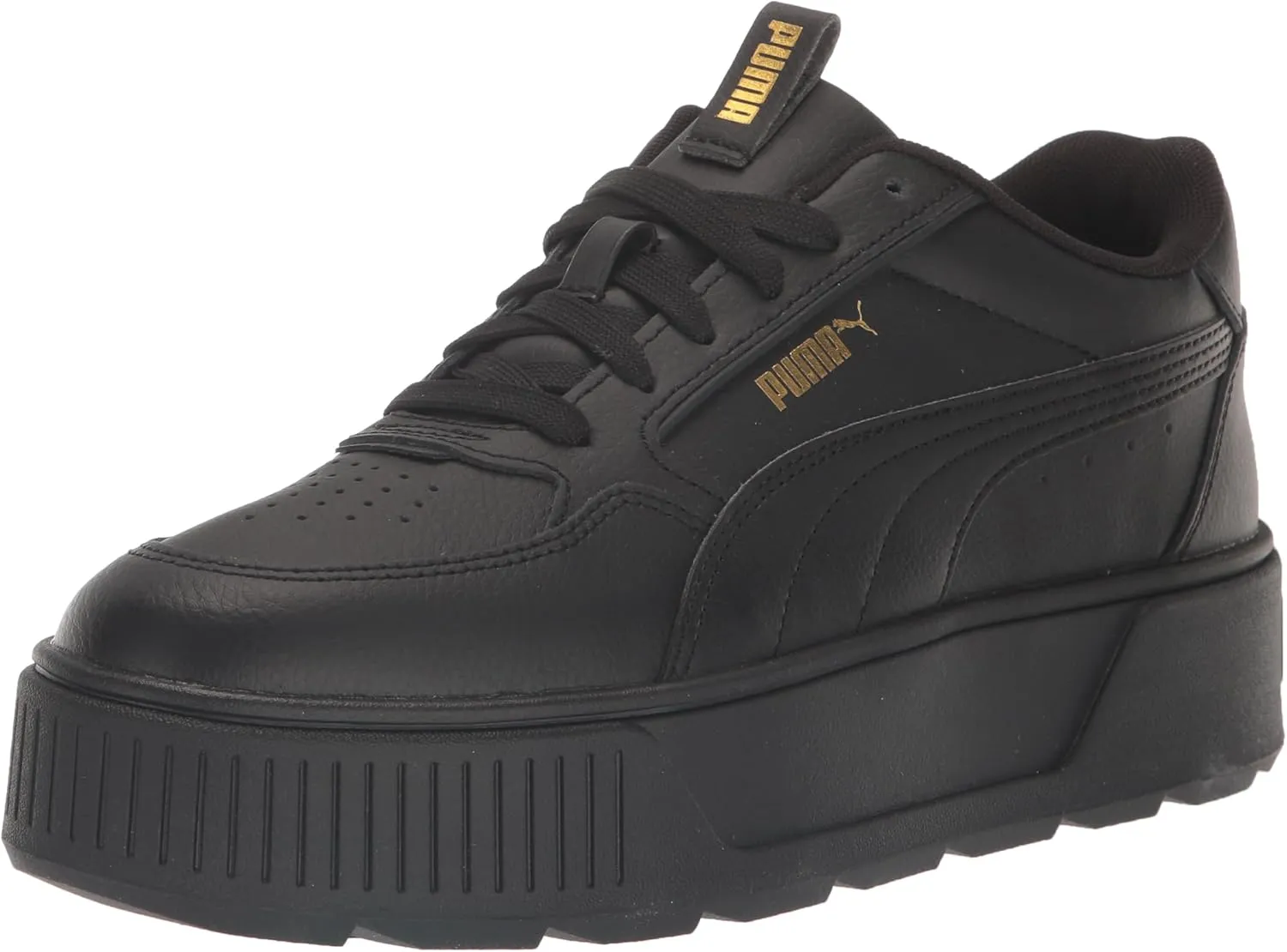 PUMA Women's Karmen Rebelle Lace Up Platform Sneaker Black/Gold 7 Medium US