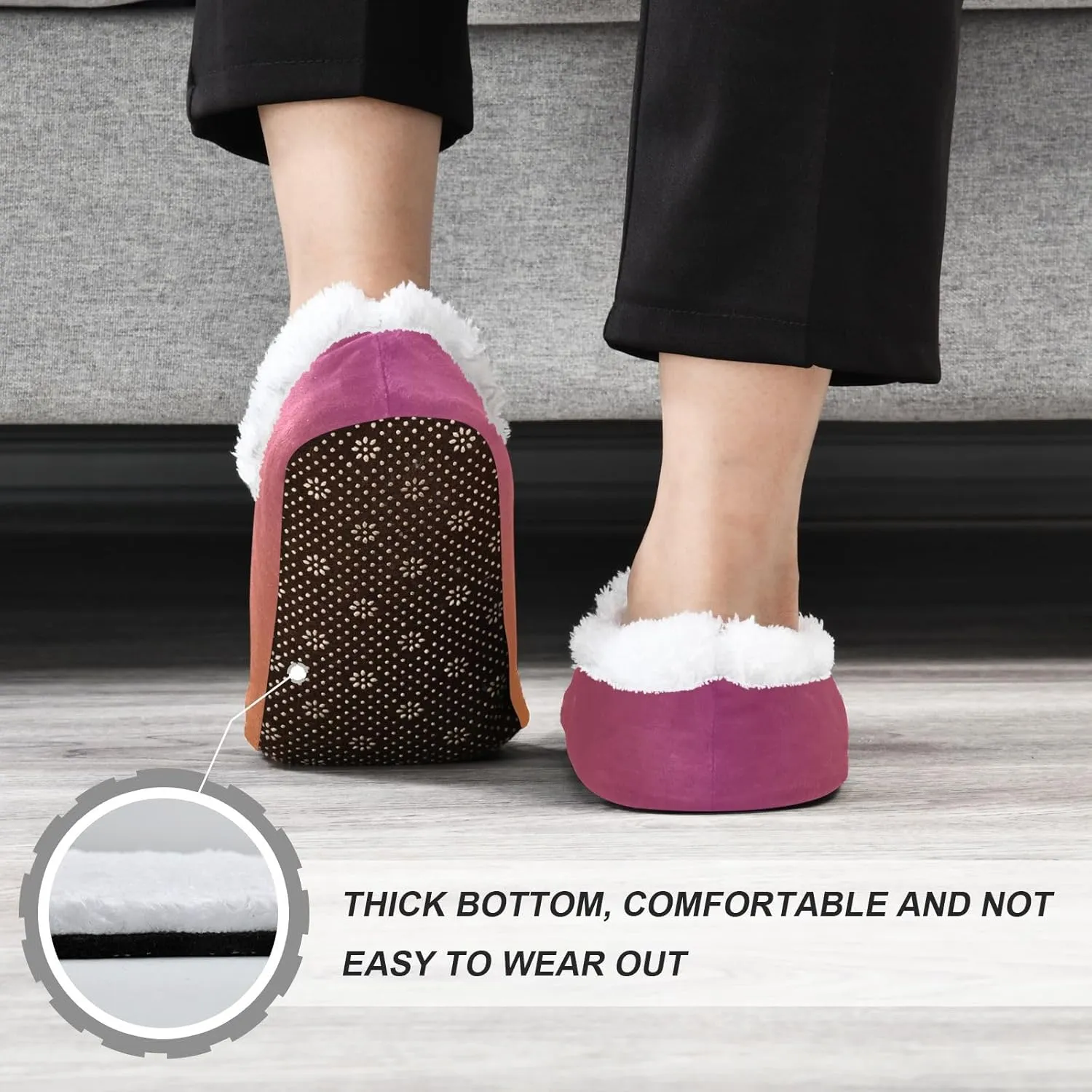 Purple Rose Gradient House Slippers Non-Slip Soft Comfy Slippers for Wedding