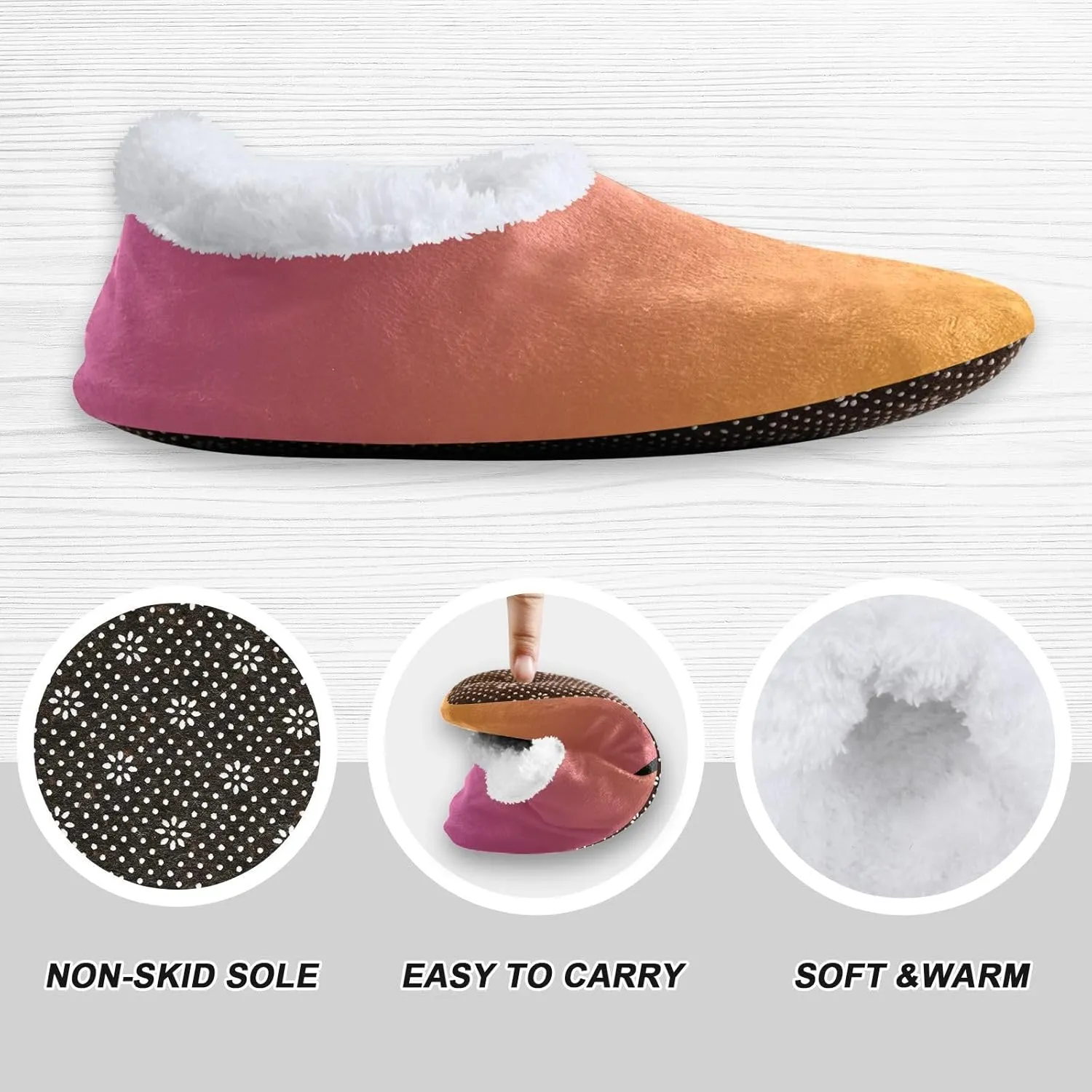 Purple Rose Gradient House Slippers Non-Slip Soft Comfy Slippers for Wedding