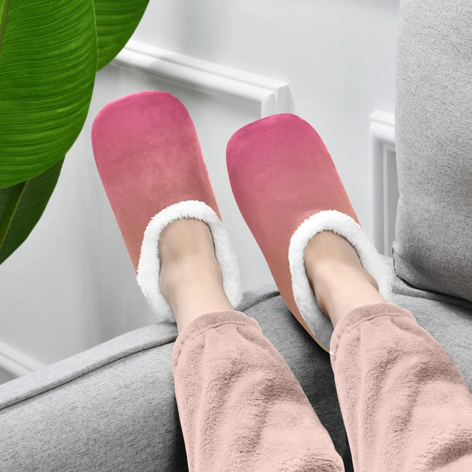 Purple Rose Gradient House Slippers Non-Slip Soft Comfy Slippers for Wedding