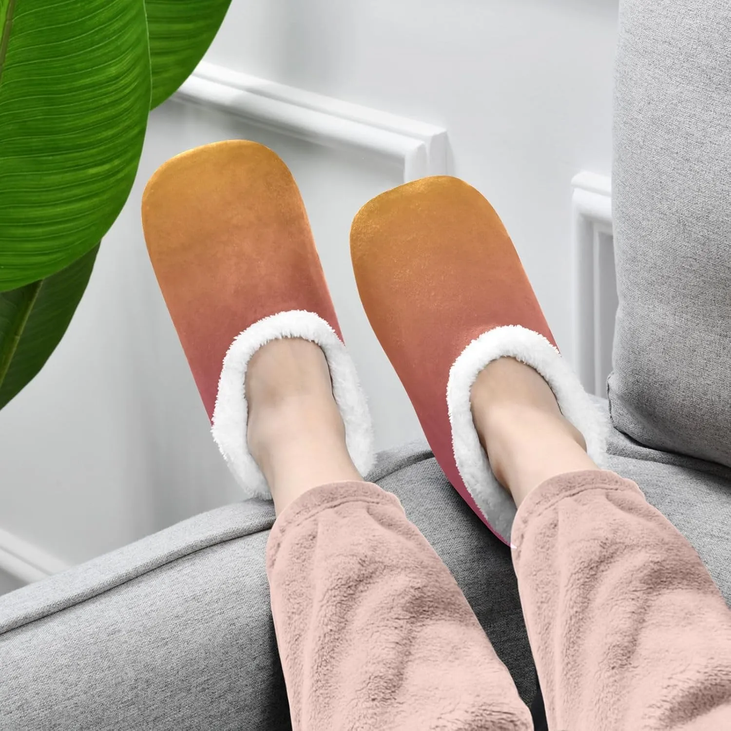 Purple Rose Gradient House Slippers Non-Slip Soft Comfy Slippers for Wedding