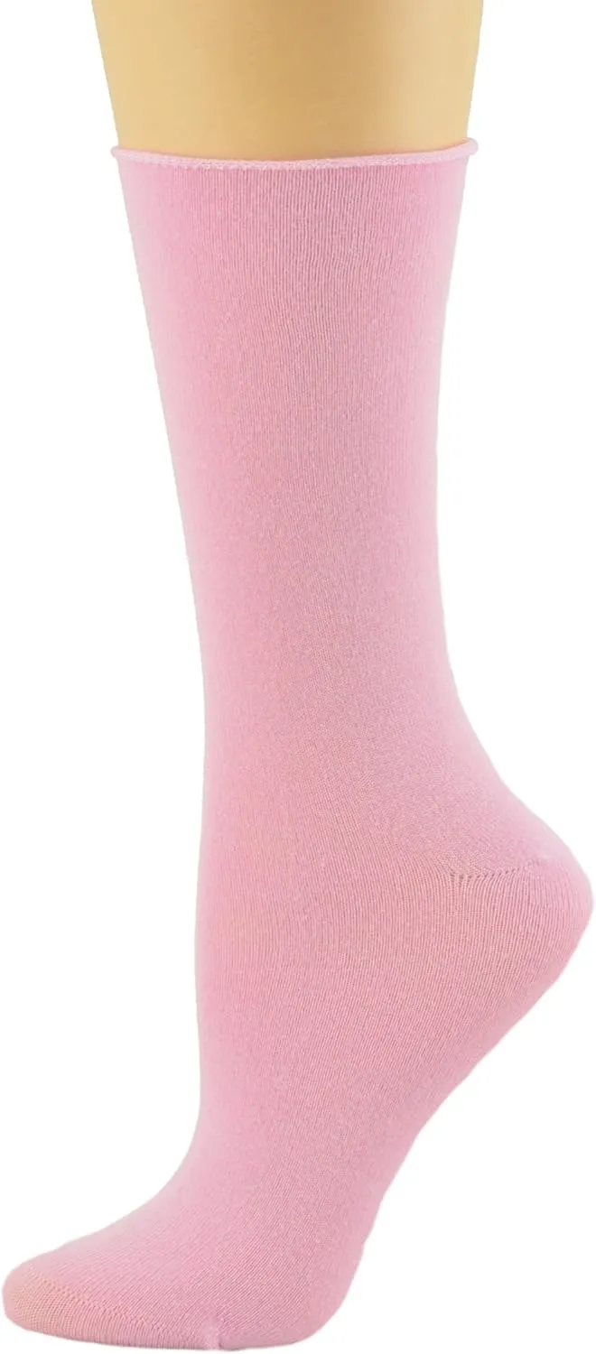 Rayon from Bamboo Roll Top Mid-Calf Crew Socks - Soft, Moisture-Wicking, Comfortable & breathable 3-pack Pair