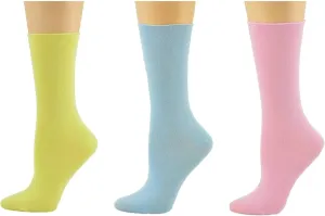 Rayon from Bamboo Roll Top Mid-Calf Crew Socks - Soft, Moisture-Wicking, Comfortable & breathable 3-pack Pair