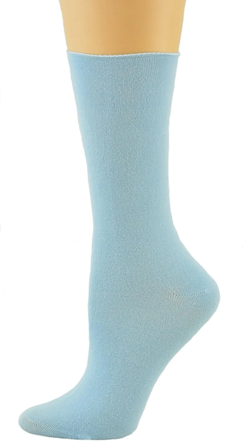 Rayon from Bamboo Roll Top Mid-Calf Crew Socks - Soft, Moisture-Wicking, Comfortable & breathable 3-pack Pair