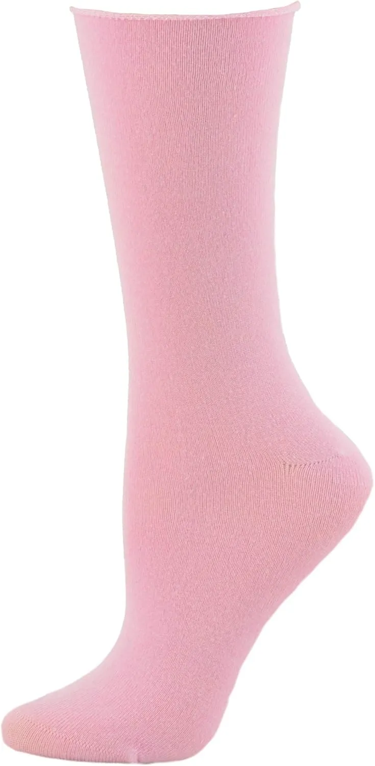 Rayon from Bamboo Roll Top Mid-Calf Crew Socks - Soft, Moisture-Wicking, Comfortable & breathable 3-pack Pair