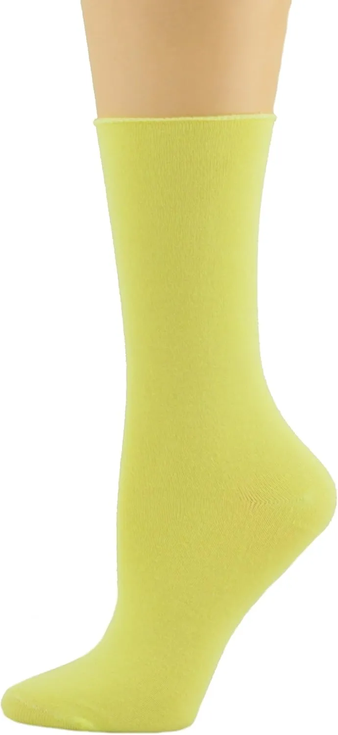 Rayon from Bamboo Roll Top Mid-Calf Crew Socks - Soft, Moisture-Wicking, Comfortable & breathable 3-pack Pair