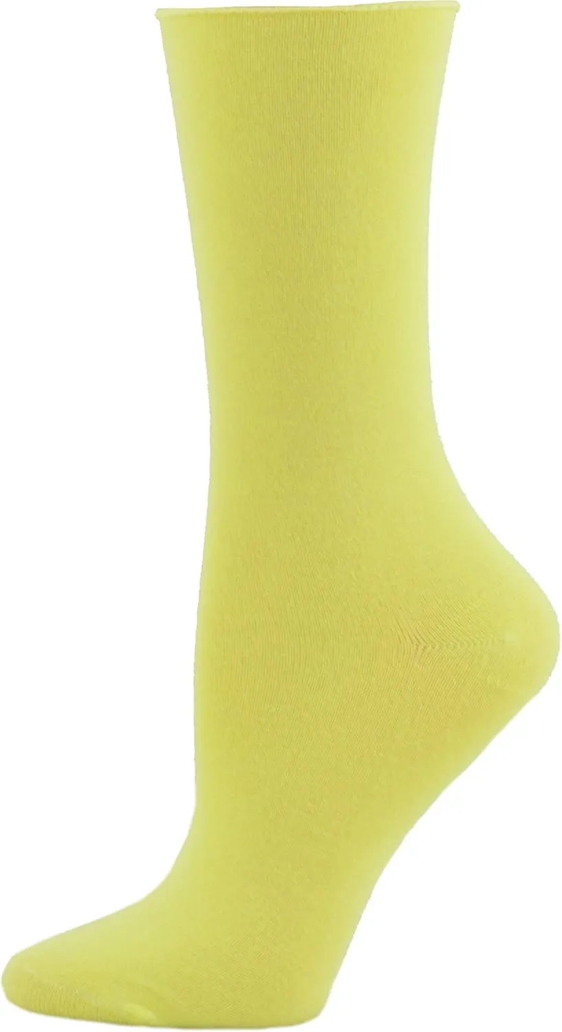 Rayon from Bamboo Roll Top Mid-Calf Crew Socks - Soft, Moisture-Wicking, Comfortable & breathable 3-pack Pair