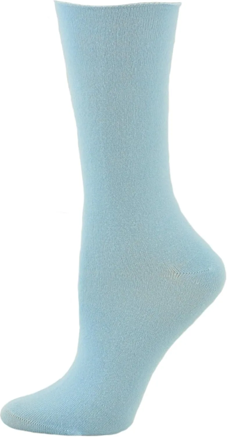 Rayon from Bamboo Roll Top Mid-Calf Crew Socks - Soft, Moisture-Wicking, Comfortable & breathable 3-pack Pair