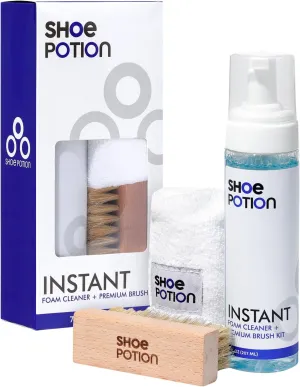 Ready to Use Foam Cleaner Kit for Sneakers with Premium Soft Brush, Advanced Microfiber Towel - For Whites, Rubber, Suede, Nylon, Leather, Nubuck, Canvas (INSTANT)