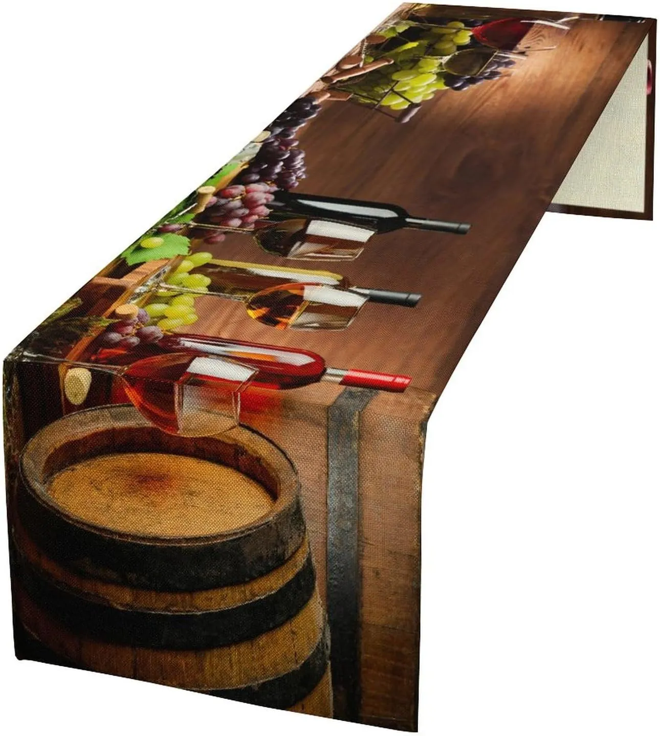 Red and White Wine Glasses Wooden Table Runner Double Sided, Long Table Runner Cover for Wedding Kitchen Party Holiday Dining Home Everyday 13x90Inch