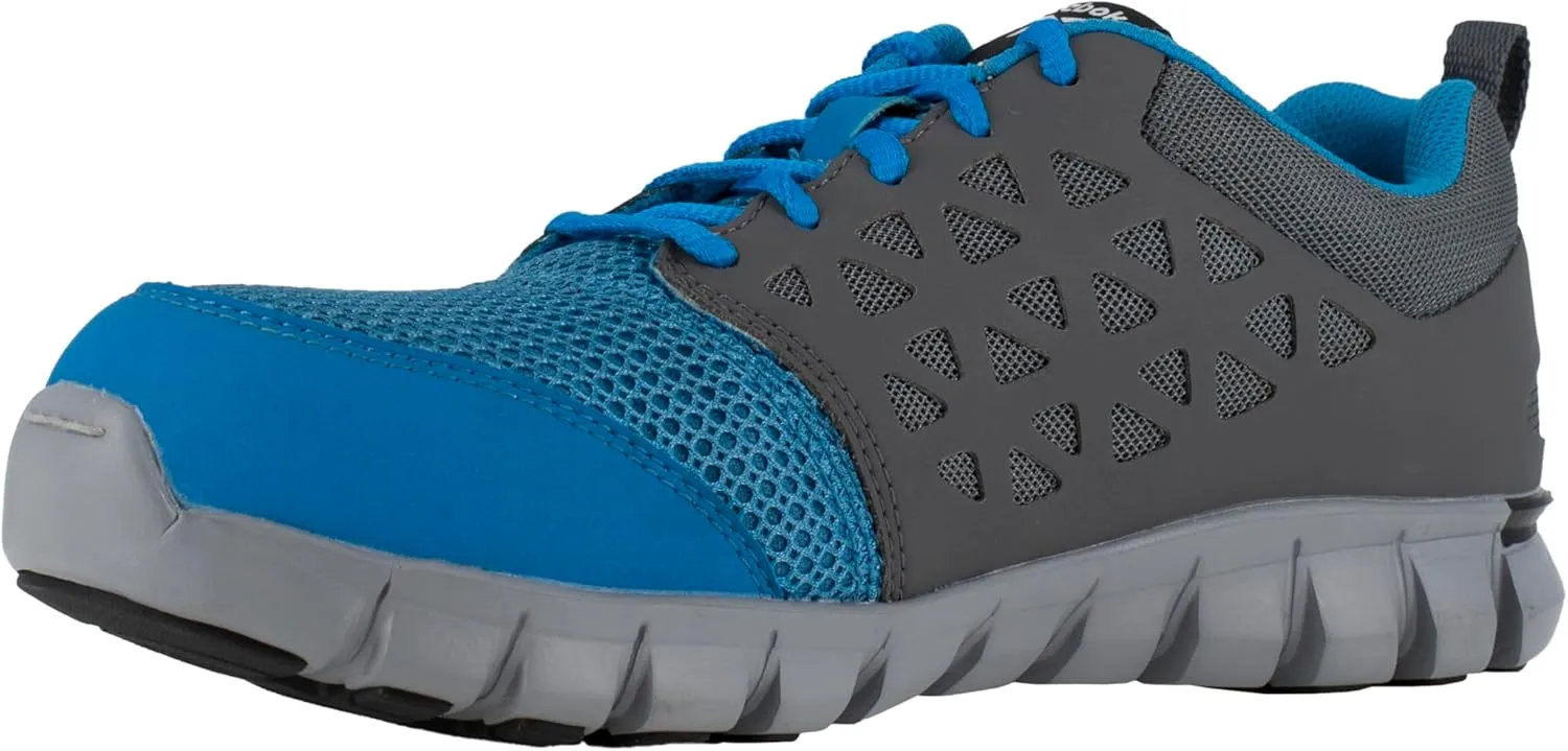 Reebok Men's Rb4040 Sublite Cushion Work Athletic Alloy Toe Shoe Blue and Grey Safety