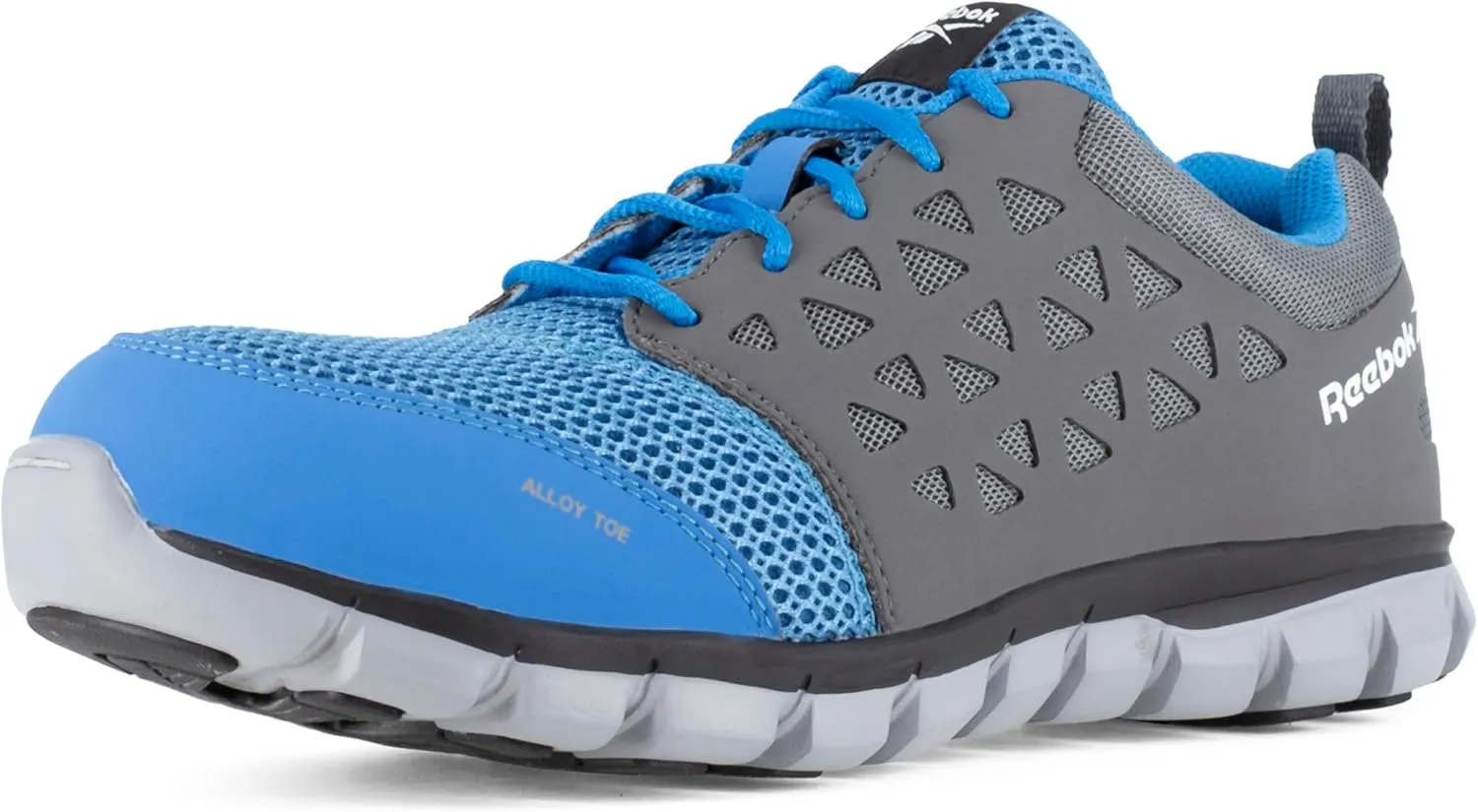 Reebok Men's Rb4040 Sublite Cushion Work Athletic Alloy Toe Shoe Blue and Grey Safety
