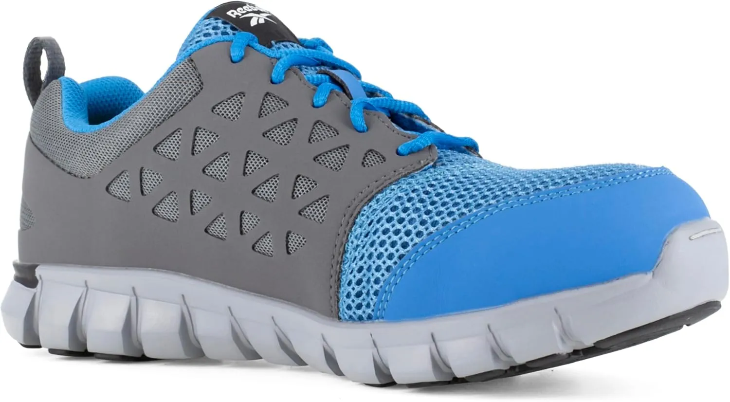 Reebok Men's Rb4040 Sublite Cushion Work Athletic Alloy Toe Shoe Blue and Grey Safety