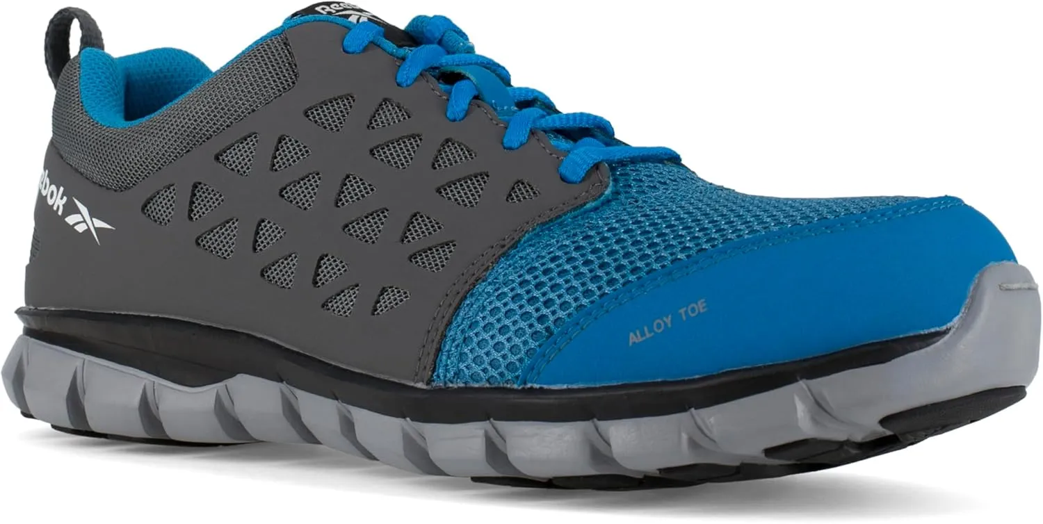 Reebok Men's Rb4040 Sublite Cushion Work Athletic Alloy Toe Shoe Blue and Grey Safety