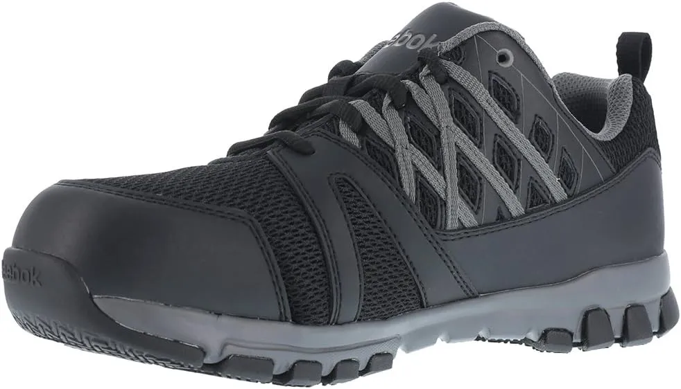 Reebok Work Men's RB4015 Sublite Athletic Soft Toe Work Shoe Black with Grey Trim Safety