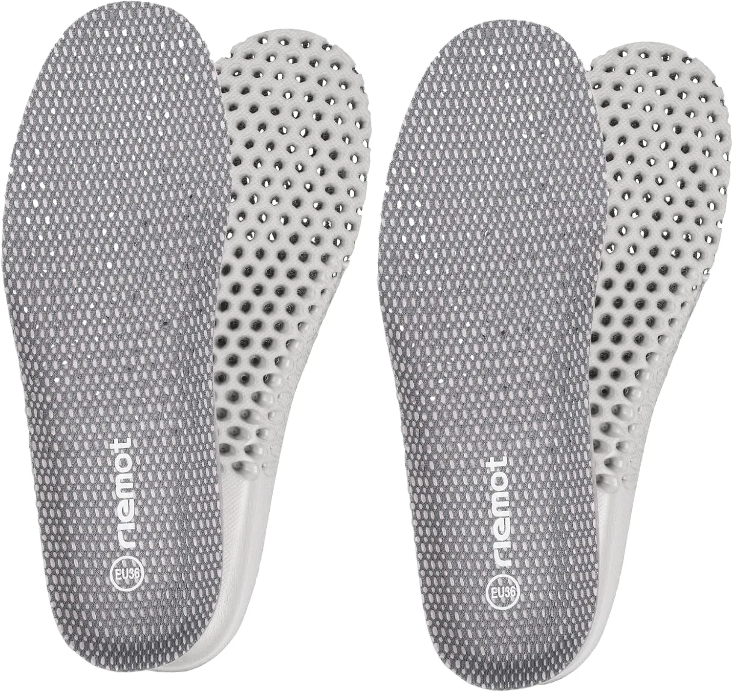 riemot 2 Pairs Shoe Insoles for Men Breathable Honeycomb Sport Inserts Soft Cushioning Running Insole Replacement Insoles for Water Shoes Sneakers Grey US9/ EU42