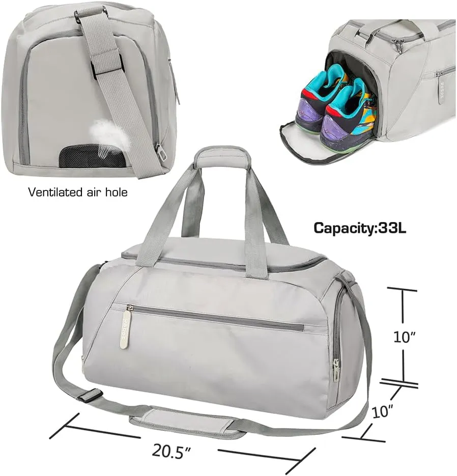 ROTOT Gym Duffel Bag, Gym Bag with Waterproof Shoe Pouch, Weekend Travel Bag with a Water-resistant Insulated Pocket