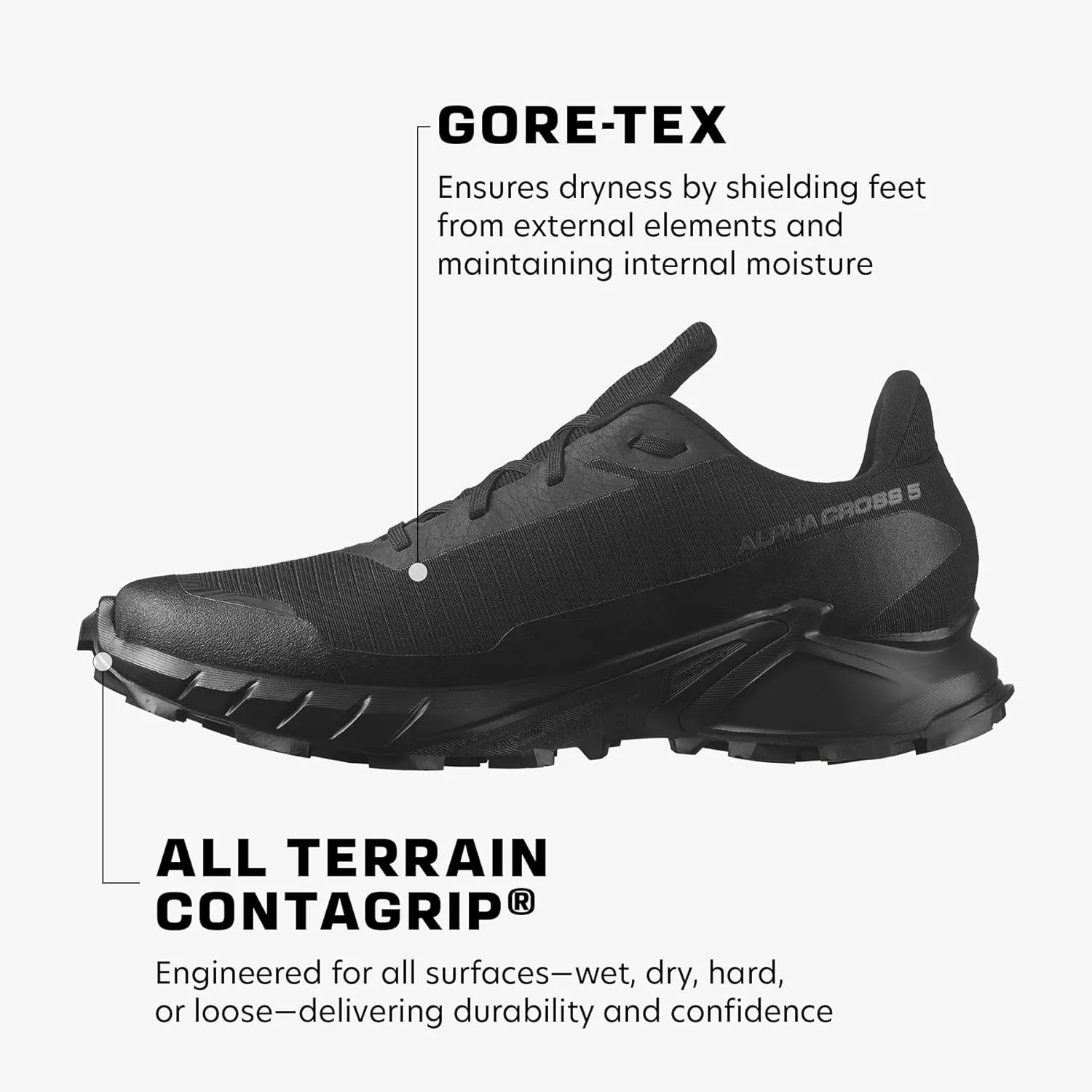 Salomon Men’s Alphacross 5 Gore-Tex, Waterproof Trail Running Shoes