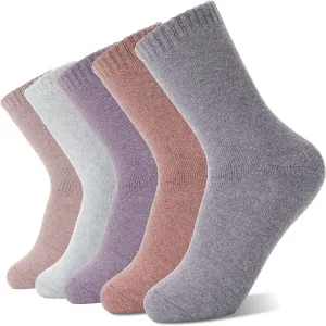 Sandsuced 5 Pack Merino Wool Hiking Socks for Women Warm Winter Thick Thermal Cozy Boot Work Soft Ladies Socks