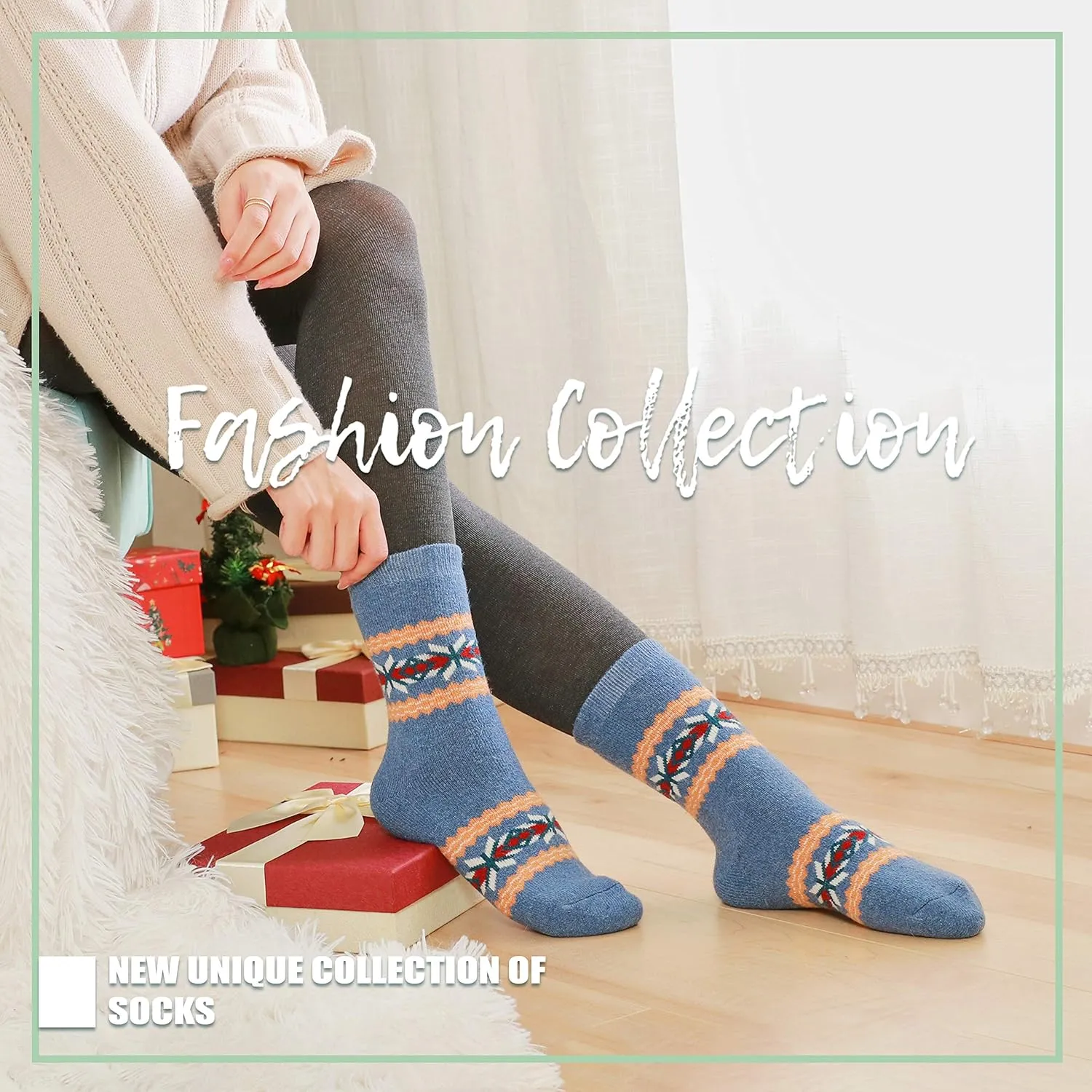 Sandsuced 5 Pack Merino Wool Hiking Socks for Women Warm Winter Thick Thermal Cozy Boot Work Soft Ladies Socks