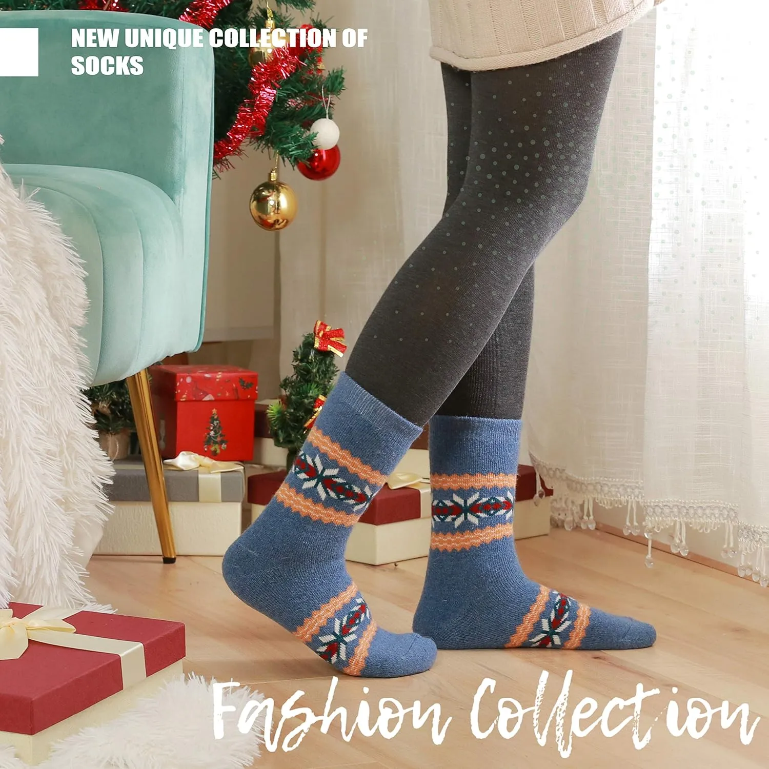 Sandsuced 5 Pack Merino Wool Hiking Socks for Women Warm Winter Thick Thermal Cozy Boot Work Soft Ladies Socks