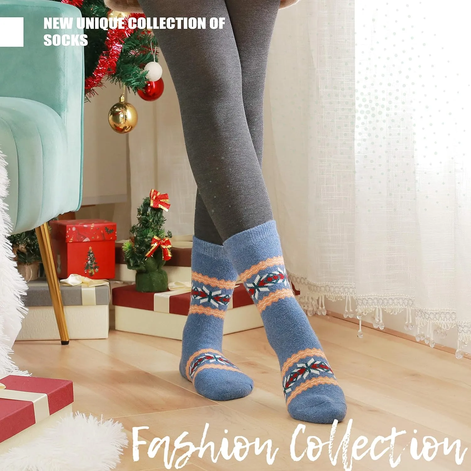 Sandsuced 5 Pack Merino Wool Hiking Socks for Women Warm Winter Thick Thermal Cozy Boot Work Soft Ladies Socks