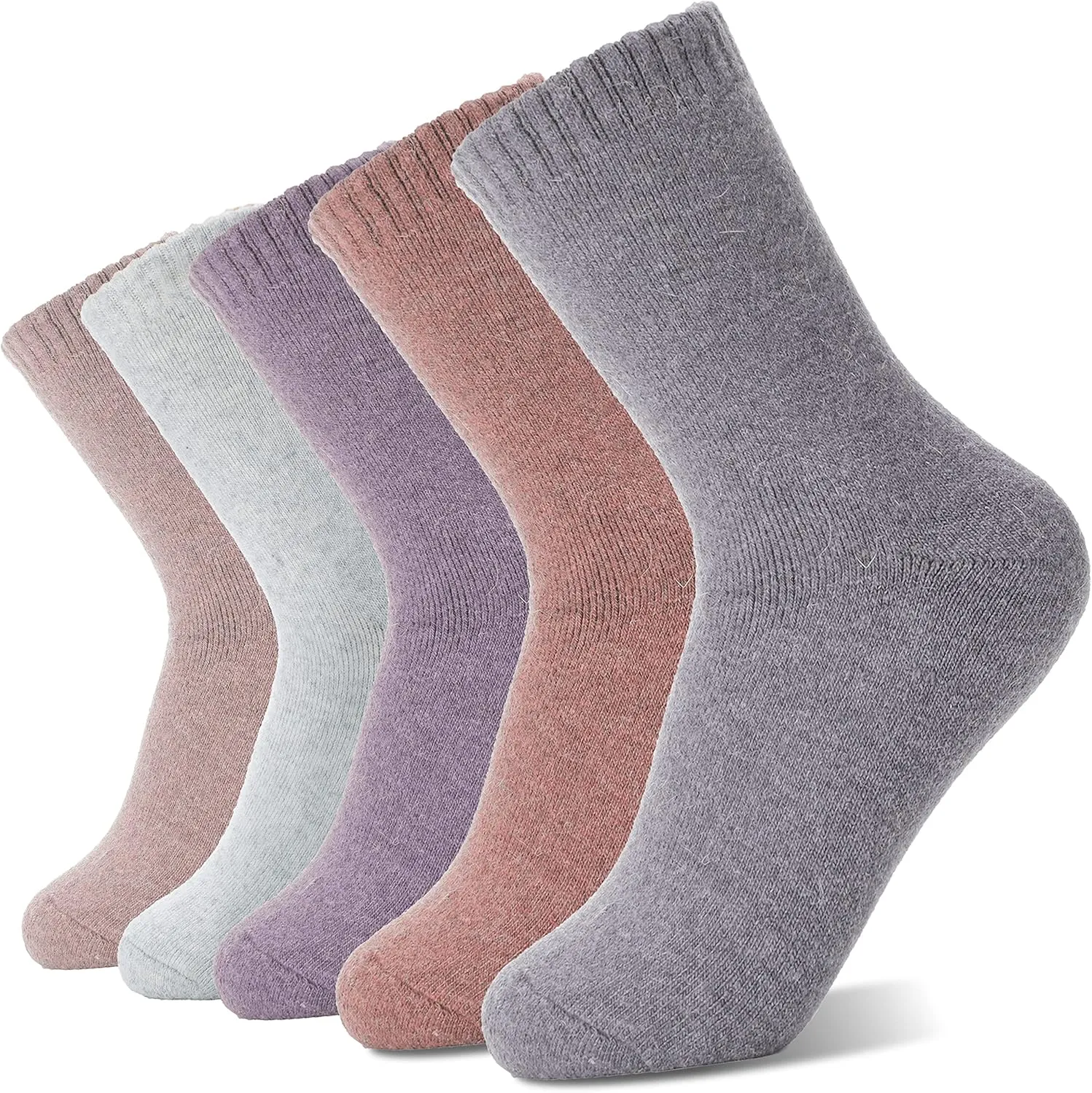 Sandsuced 5 Pack Merino Wool Hiking Socks for Women Warm Winter Thick Thermal Cozy Boot Work Soft Ladies Socks