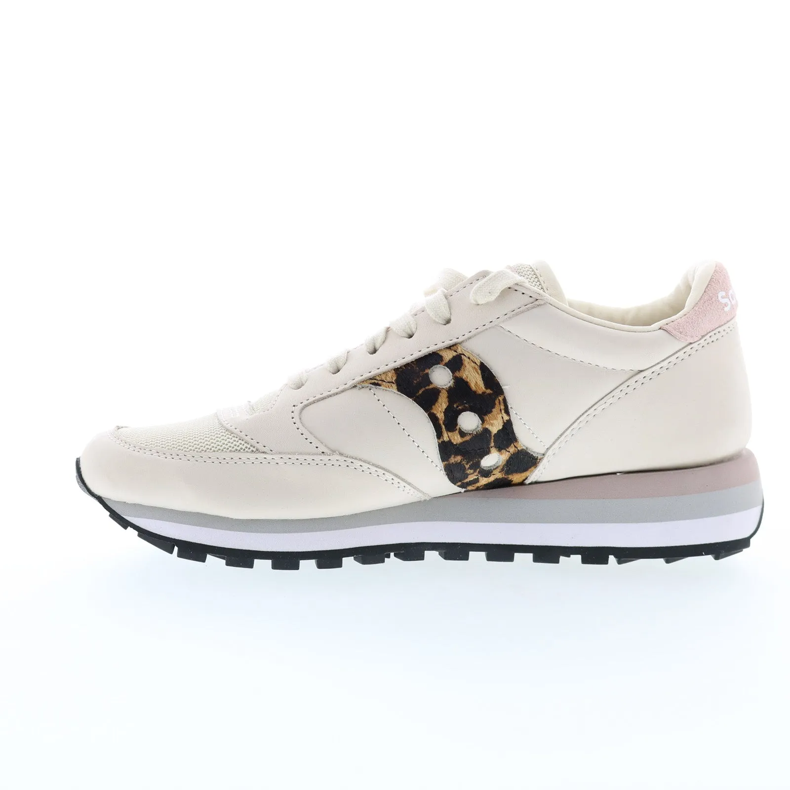 Saucony Jazz Triple S60727-2 Womens Beige Leather Lifestyle Sneakers Shoes