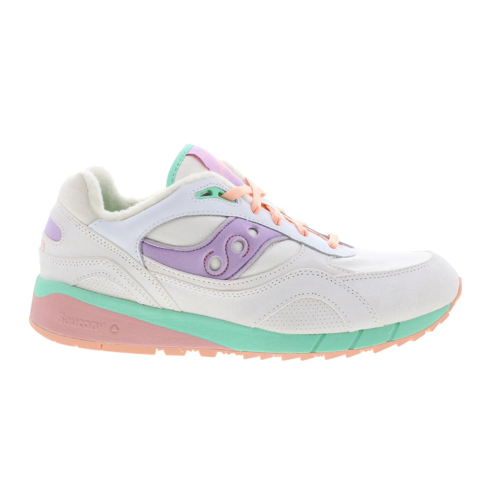 Saucony Shadow 6000 S70588-2 Mens White Suede Lifestyle Sneakers Shoes