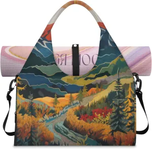 Scenic Trail Blazer Tote Bag for Women with Zipper, Gym Tote with Compartments, Work Tote Nurse Dance Yoga Bag for Sport, Travel