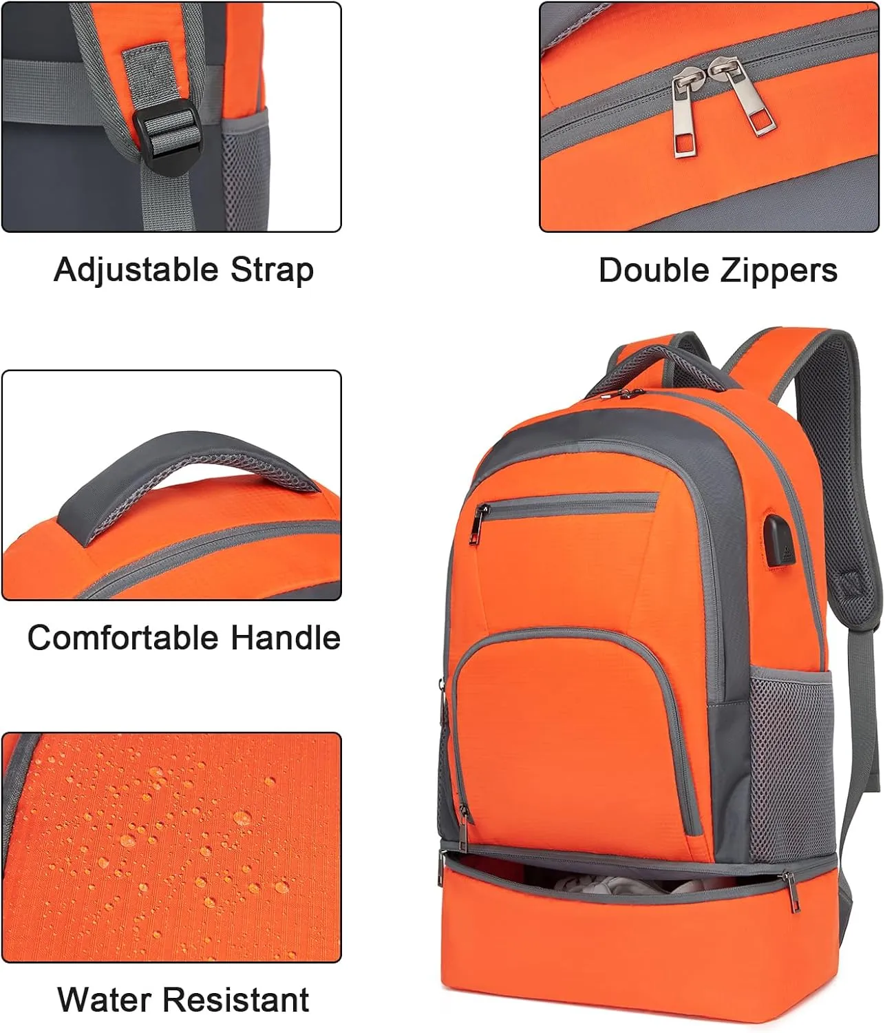 seyfocnia Gym Backpack for Men,Gym Bag with Shoe Compartment Lightweight Travel Workout Sports Backpack with USB Charging Port