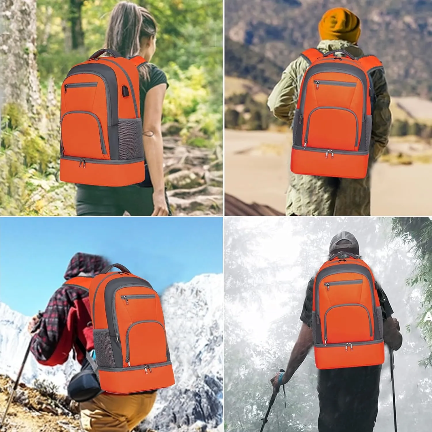 seyfocnia Gym Backpack for Men,Gym Bag with Shoe Compartment Lightweight Travel Workout Sports Backpack with USB Charging Port