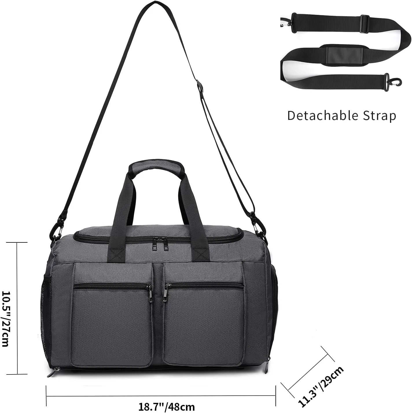 Seyfocnia Gym Weekender Bag for Men Women Travel Duffel with Wet Pocket Overnight with Shoe Compartment Carry On Travel Bag Gym Duffle Sports Bag-Black