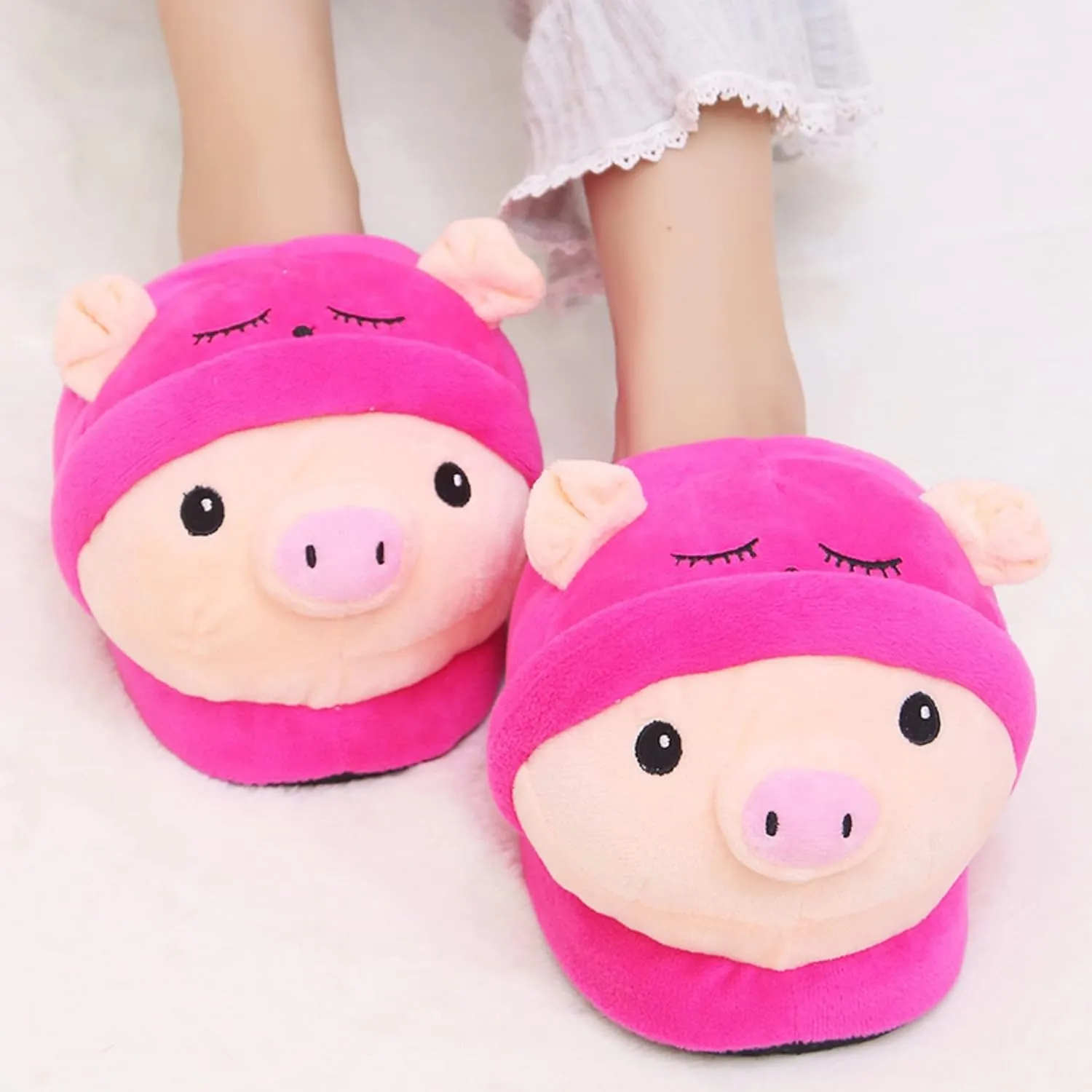 Sheep slippers Interesting animal shoes Warm keeping plush adult cartoon slippers for men and women at home