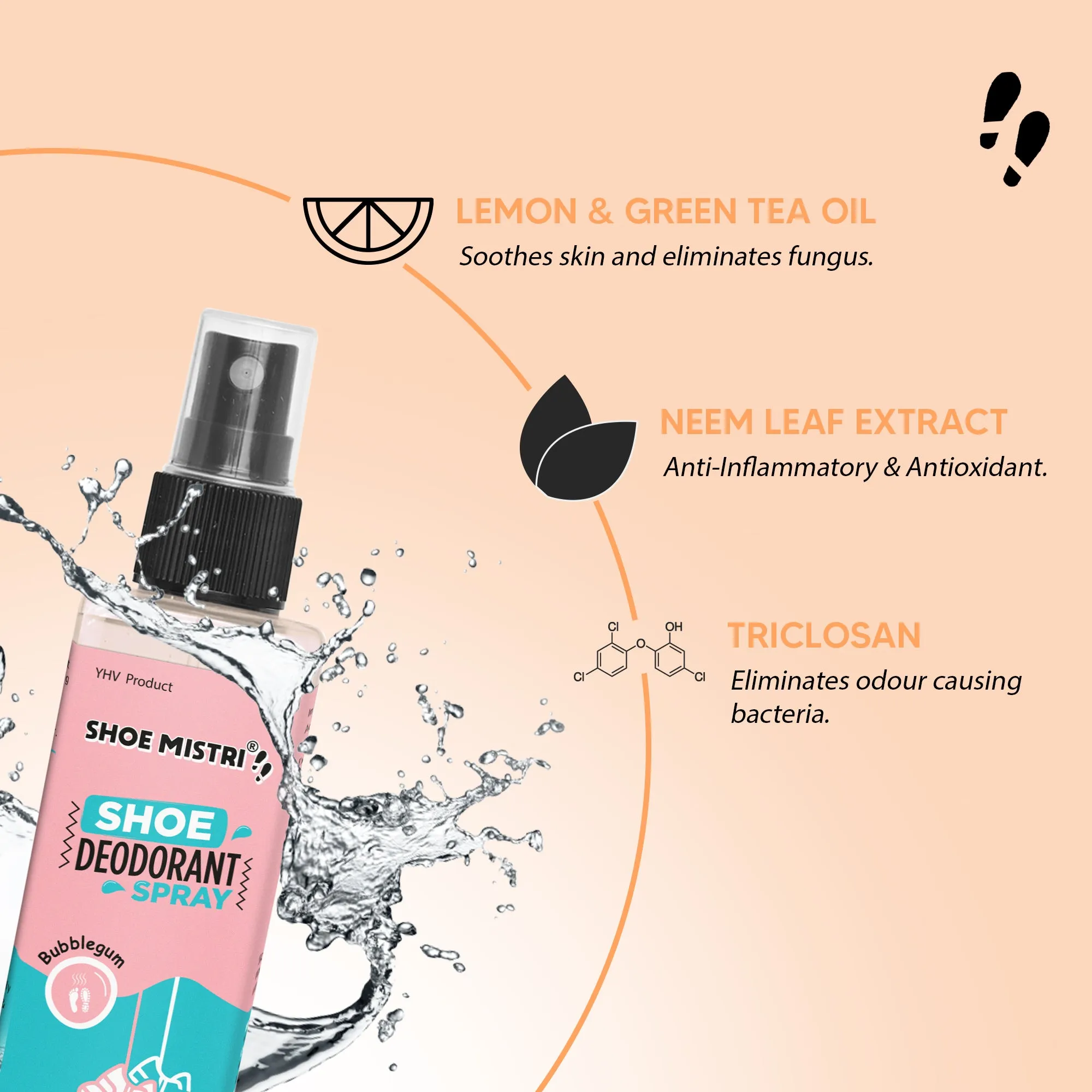 Shoe Mistri Foot and Shoe Deodorant Spray with Essential Oils(Bubblegum)