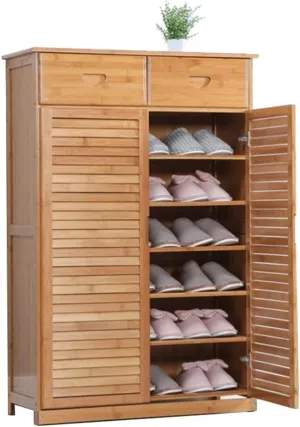 Shoe Racks for entryway 6-Tier Shoe Rack & Shoe Storage Cabinet Wooden Vertical Large Shoe Rack With Large Drawer Shoe Shelf Storage Organizer For Home Shoe Racks storage (Shoe Rack a)