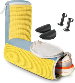 Shoe Washing Machine Bag, 360° Wrap-around Cleaning Laundry Bags with 2 Adjustable Shoe Trees, Reusable Wash Bag Lockable Zipper with Fluffy Fibers for Sneaker Gym Shoe