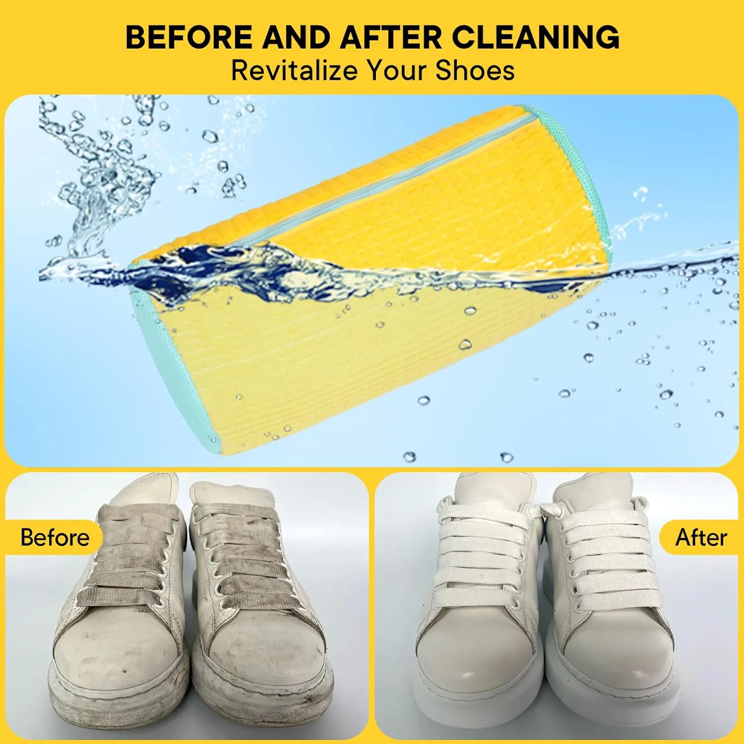 Shoe Washing Machine Bag, Shoe Wash Bag for Washing Machine with Keep Shoes Clean, Shoe Washing Bag with Reusable and Durable Zipper, Sneaker Tennis Shoe Cleaner Kit for Shoes, Sneakers, Trainers